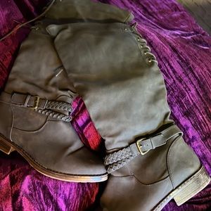 10M leather knee-high brown boots